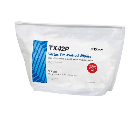 テックスワイプ (Texwipe) プリウェットワイパー Vectra High Sorption 50枚入TX42P 1袋 (ご注文単位1袋) 【直送品】
