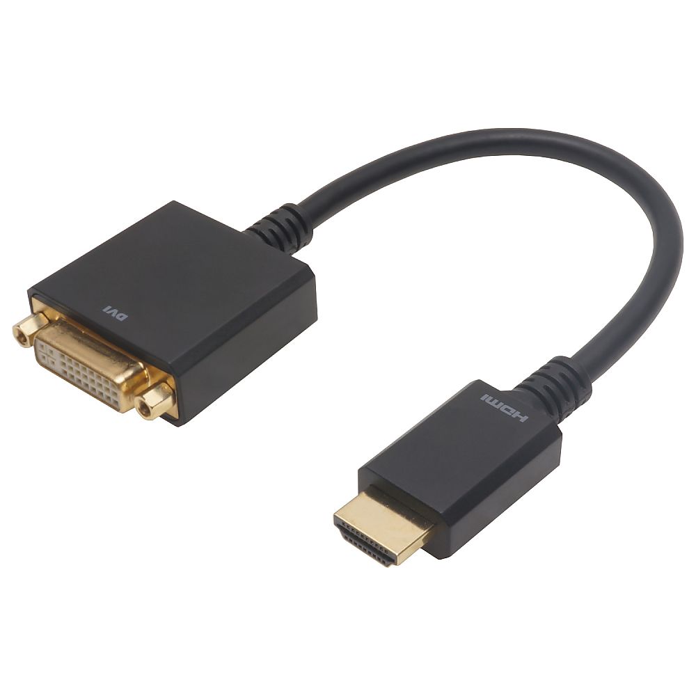 ホーリック HDMI-DVI変換アダプタ 15cm HDMIオス-DVIメスHADVF-706BB 1本 (ご注文単位1本) 【直送品】