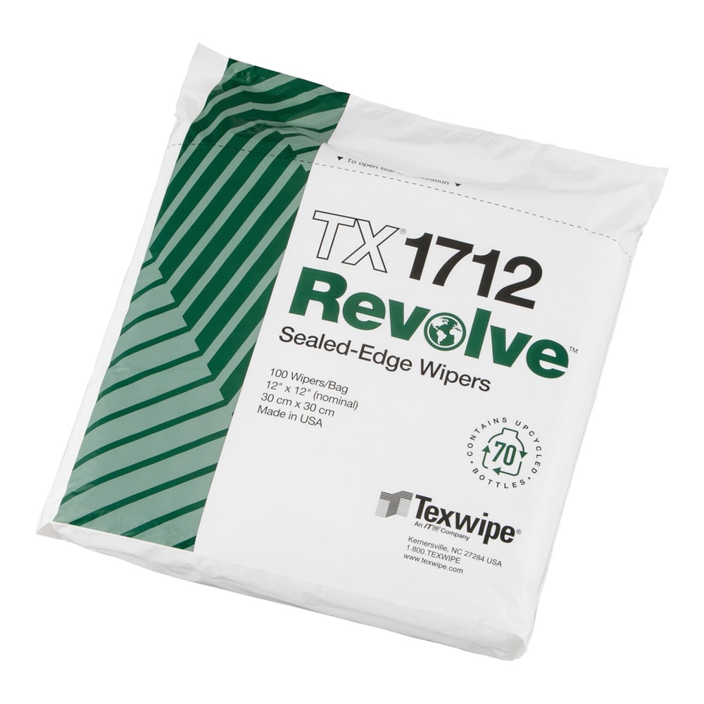 テックスワイプ (Texwipe) 再生ポリエステルワイパー・リボルブ 300×300mm 未滅菌 100枚入TX1712 1袋 (ご注文単位1袋) 【直送品】
