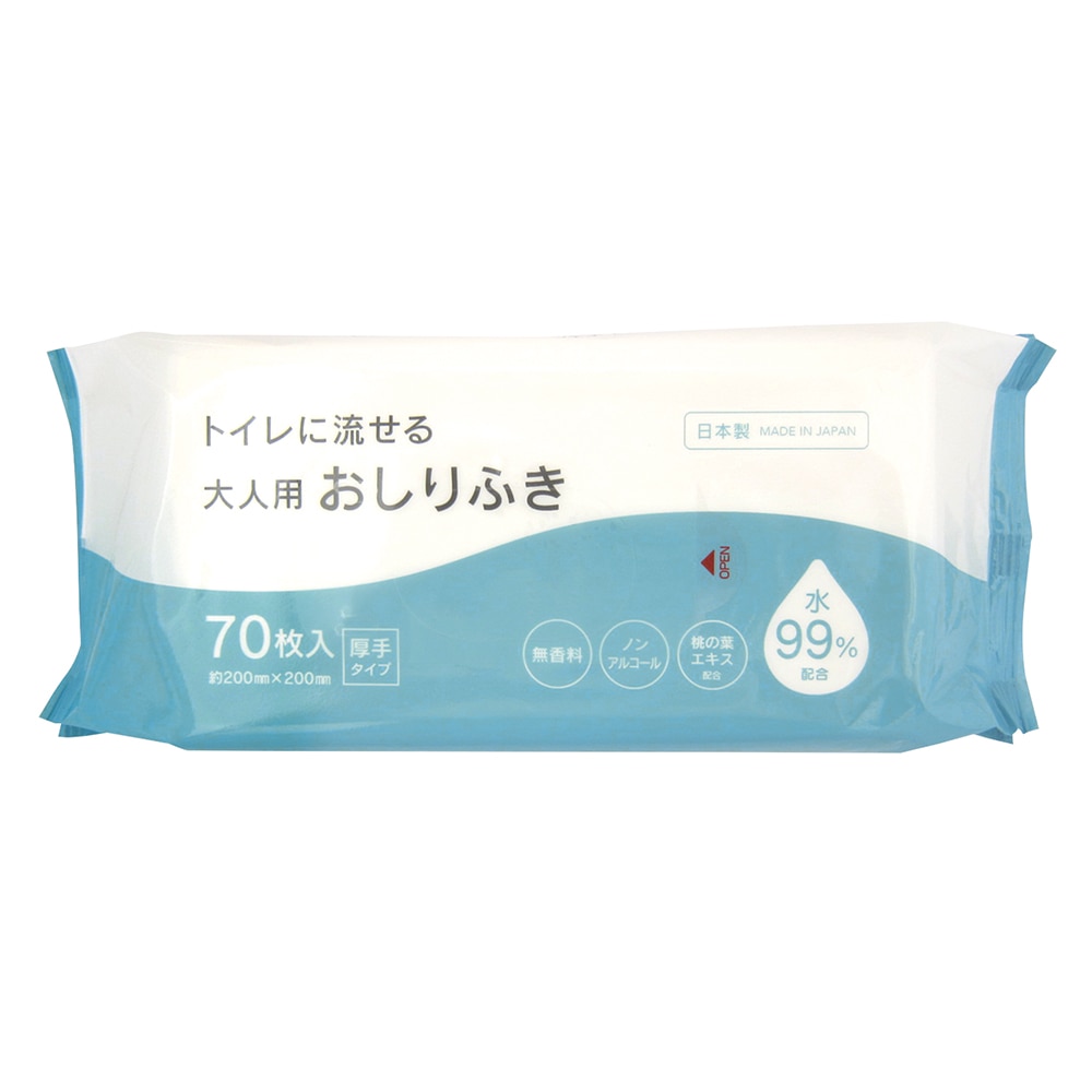 協和紙工 トイレに流せる大人用おしりふき 1袋 (70枚入) 03-075 1袋 (ご注文単位1袋) 【直送品】