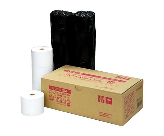 ビジコム BUSICOM サーマルロール紙 (感熱レジロール) レシート用 58mm幅 58×80×12mm 10巻入ST588012-10K 1個 (ご注文単位1個) 【直送品】