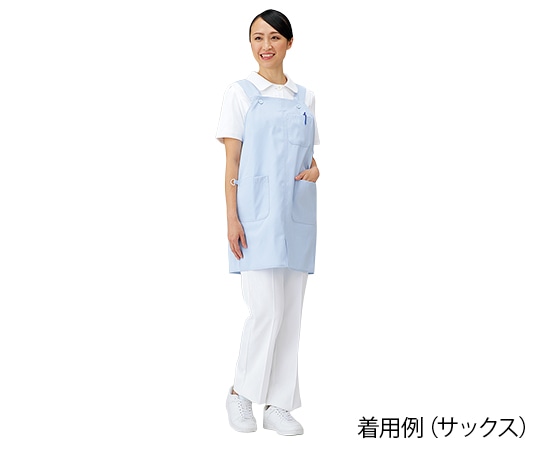 大阪通販 エプロン (5ポケット/前スリット入り) サックス/LL 1枚 (ご注文単位1枚) 【直送品】