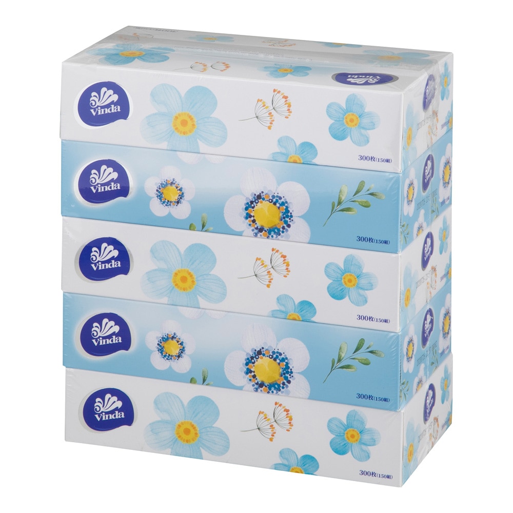 アズワン ティッシュペーパー ボックスタイプ 5個×16パック入VINDABOX 1ケース (ご注文単位1ケース) 【直送品】