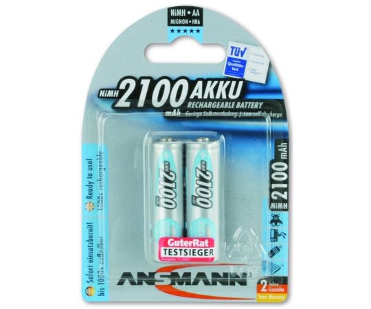 Ansmann 充電式単三電池 ニッケル水素 1.2V 2100mAh 1袋 (2個入) 5030992 1袋 (ご注文単位1袋) 【直送品】