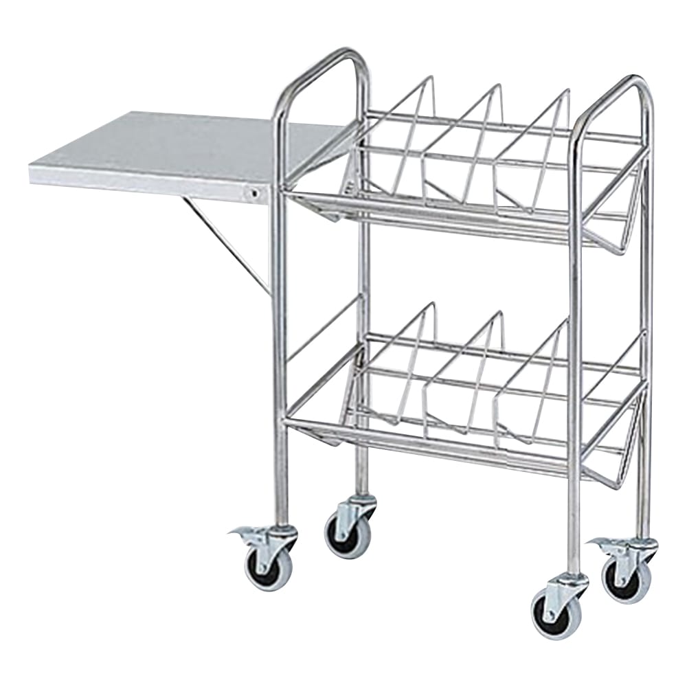 アズワン カルテワゴン (パイプタイプ) 670×318×1010mm 補助板付40P-S 1台 (ご注文単位1台) 【直送品】