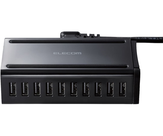エレコム AC充電器 USB充電器 卓上多ポート 合計60W USB-A10ポート 縦置き横置き対応 ブラックEC-ACD04BK 1個 (ご注文単位1個) 【直送品】