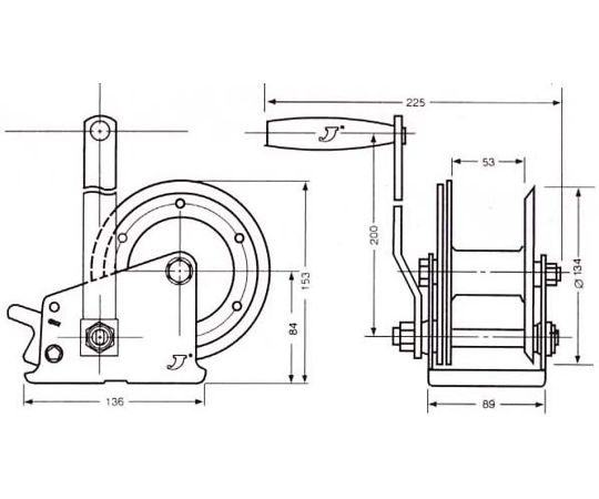 エスコ 545kg ハンドウインチEA989SA-11 1個 (ご注文単位1個) 【直送品】