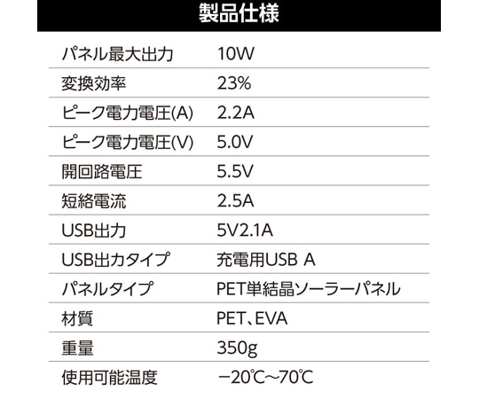 アーテック 折りたたみ式ポータブルソーラー充電器 10W52032 1個 (ご注文単位1個) 【直送品】