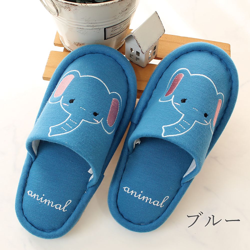 ストロング 子供用スリッパ (アニマル) ブルー 1足 (ご注文単位1足) 【直送品】