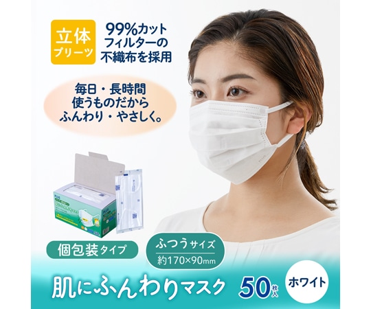 プラス 肌にふんわりマスク 個包装タイプ 50枚入SM-050P 1箱 (ご注文単位1箱) 【直送品】