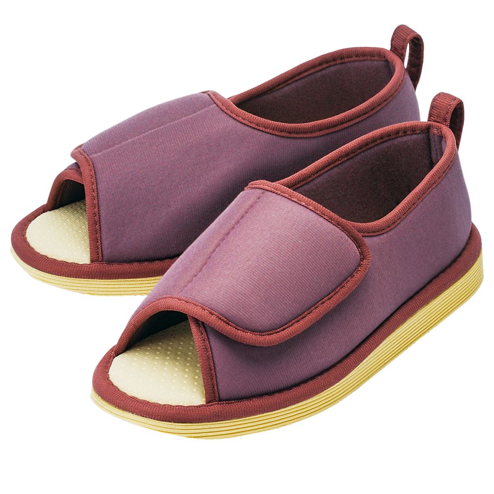 竹虎 転倒予防シューズ つま先なし あずき LL091195 1足 (ご注文単位1足) 【直送品】