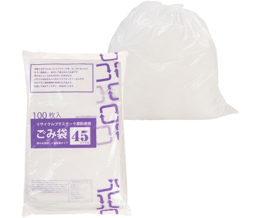 紺屋商事 リサイクル原料使用ゴミ袋 乳白半透明 45L 100枚入 0.012×650×800mm01230450 1パック (ご注文単位1パック) 【直送品】