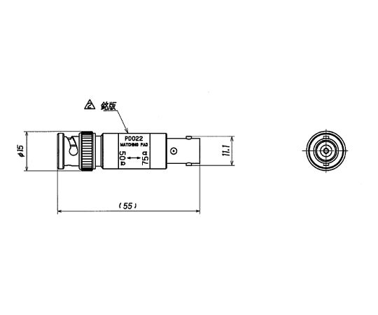 スタック電子 50Ω-75Ωトランス型インピーダンス変換器 BNC (P) -BNC75 (J) PD022 1個 (ご注文単位1個) 【直送品】