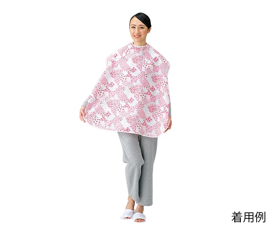 マツハシ 撥水加工食事用エプロン ピンク花柄 1枚 (ご注文単位1枚) 【直送品】