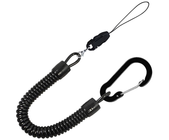 トライメイト 落下防止ストラップ カラビナ＋カールコード＋紐パーツ ブラックTR-STP001 1個 (ご注文単位1個) 【直送品】