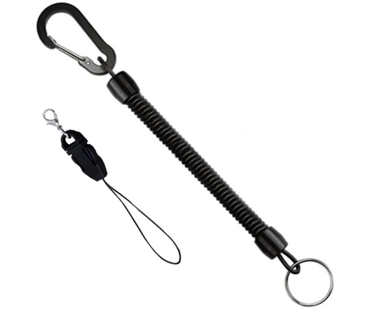 トライメイト 落下防止ストラップ カラビナ＋カールコード＋紐パーツ ブラックTR-STP001 1個 (ご注文単位1個) 【直送品】