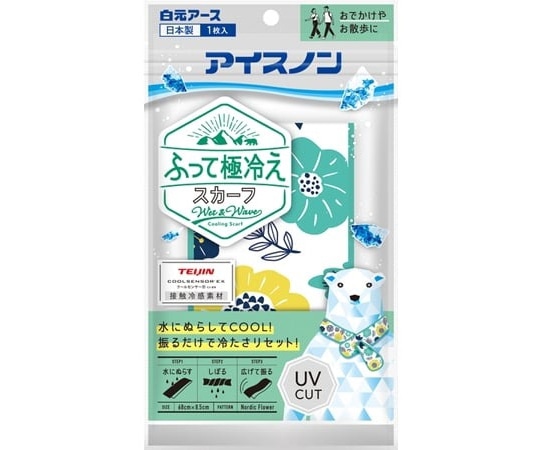白元アース アイスノン ふって極冷えスカーフ ノルディックフラワー 1枚 (ご注文単位1枚) 【直送品】