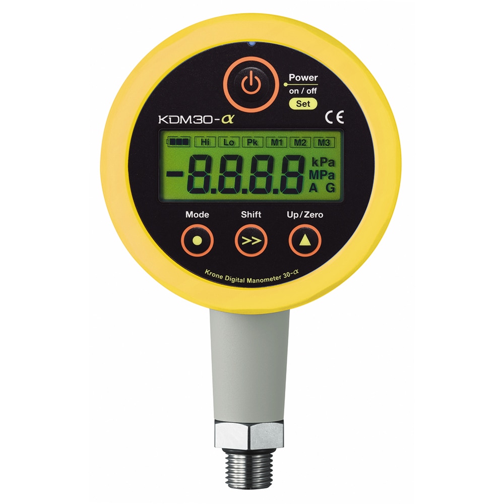 クローネ 高精度デジタル圧力計 DC24Vタイプ タイプ イエロー 0～1.000MPaGKDM30α-1MPaG-M-YL 1個 (ご注文単位1個) 【直送品】
