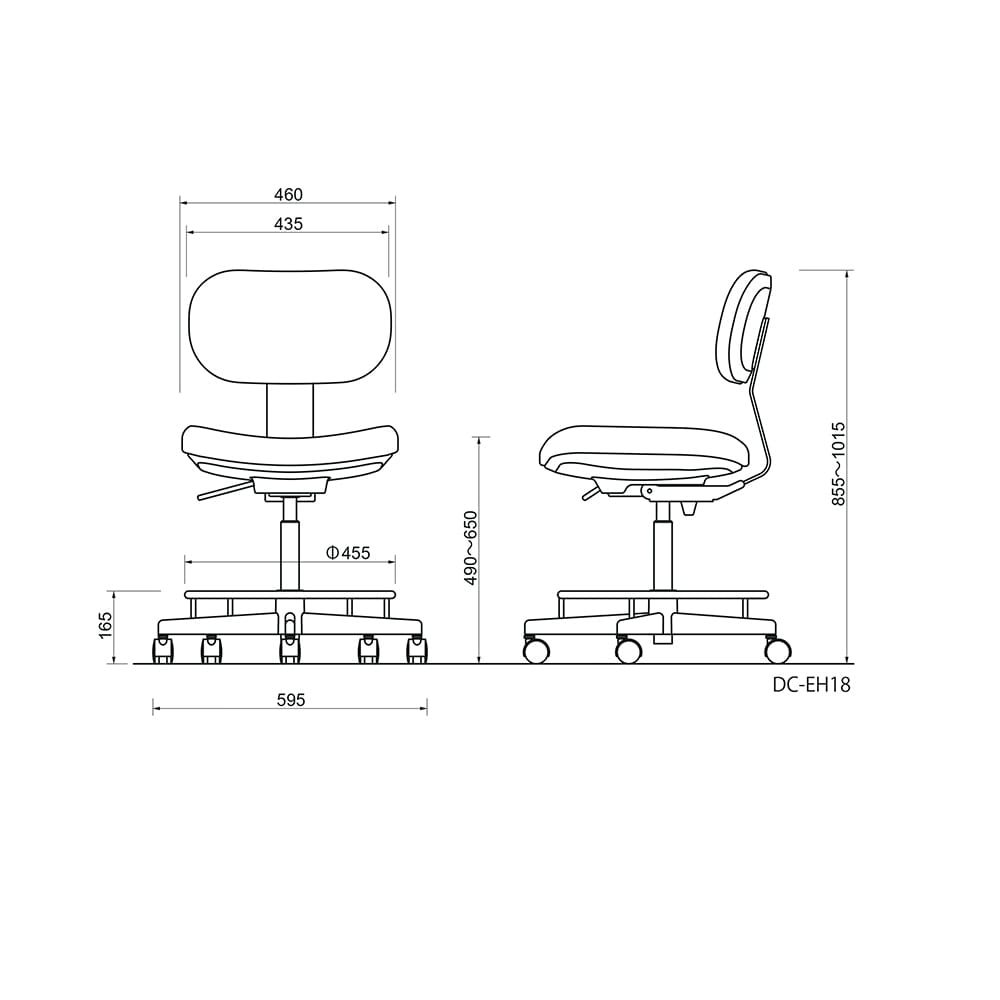 ノーリツイス 導電チェア 背付き 導電 ウレタン巻双輪キャスター (EH型) ブラックDC-EH18B 1個 (ご注文単位1個) 【直送品】