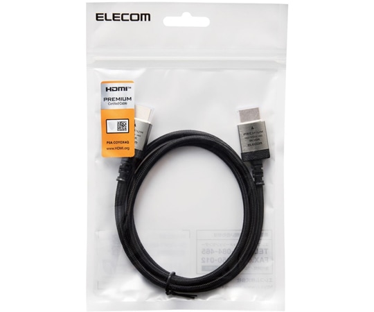 エレコム HDMIケーブル Premium スリムタイプ アルミコネクタ ナイロンメッシュケーブル 1.0m ブラックDH-HDP14ES10SBK 1本 (ご注文単位1本) 【直送品】