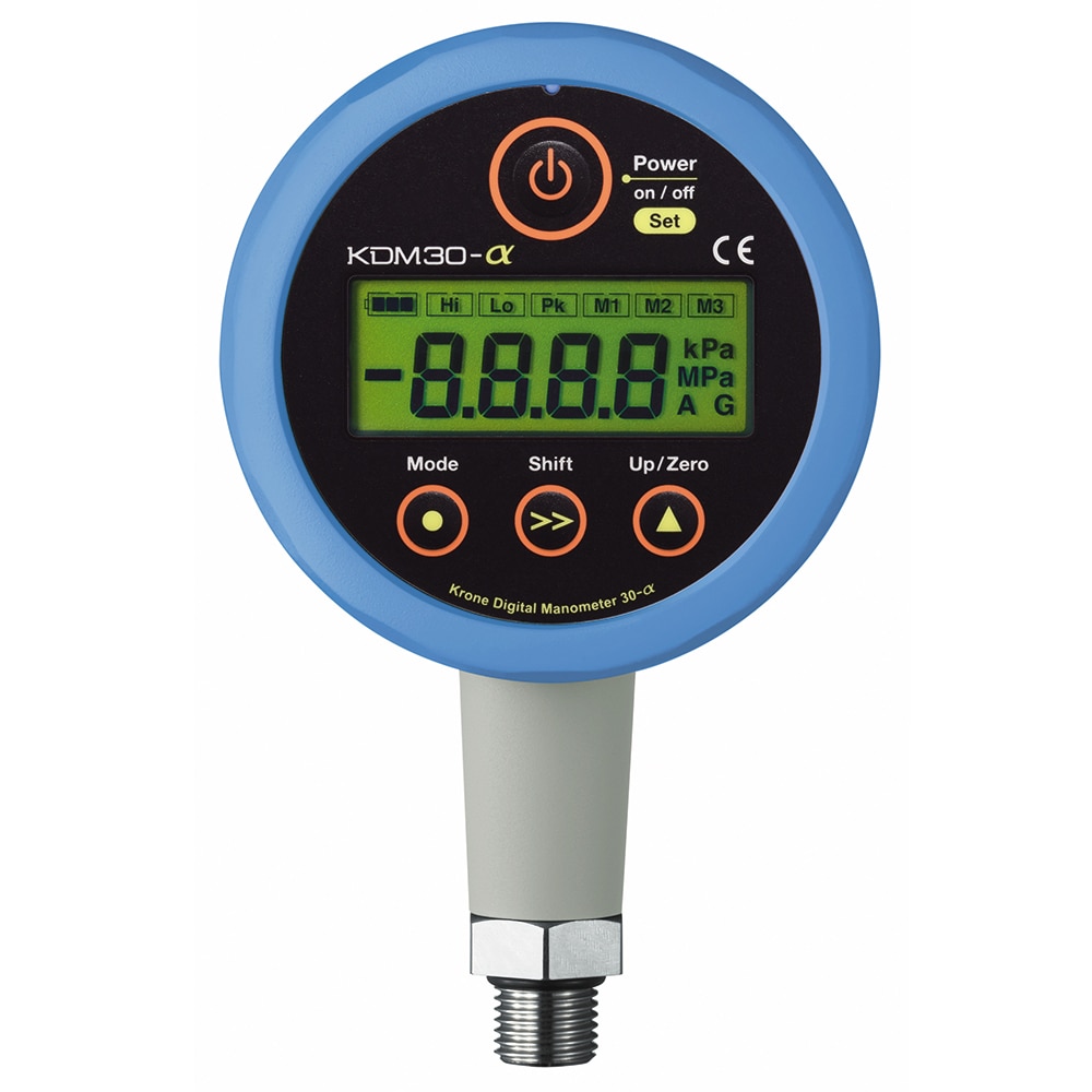 クローネ 高精度デジタル圧力計 DC24Vタイプ タイプ ブルー 0～1.000MPaGKDM30α-1MPaG-M-BL 1個 (ご注文単位1個) 【直送品】