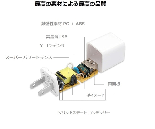 ビットストロング Type-A・1A出力USB充電アダプター 5個BS-JAC1907-S5 1箱 (ご注文単位1箱) 【直送品】