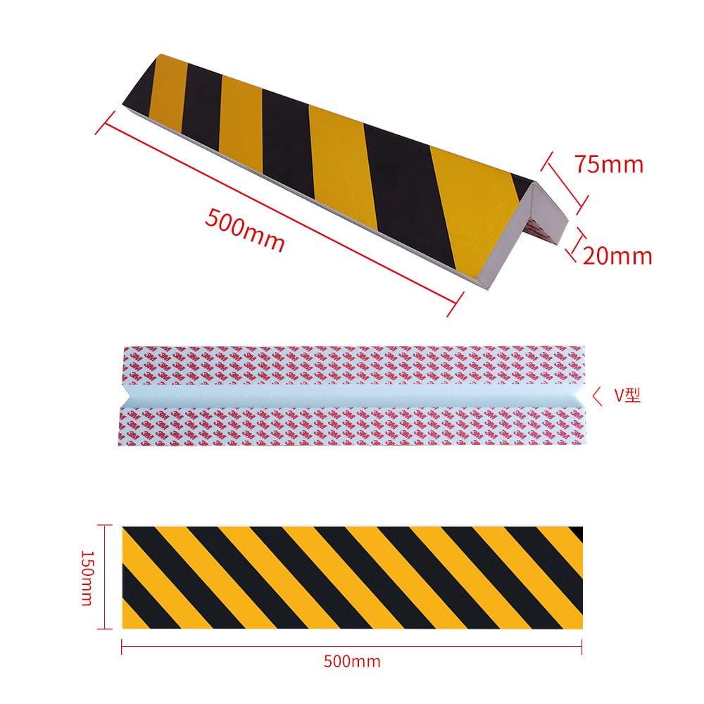 セーフラン安全用品 反射コーナーガードクッション 黄黒トラ柄 長さ50cm 2枚入J2518-Y/B 1セット (ご注文単位1セット) 【直送品】