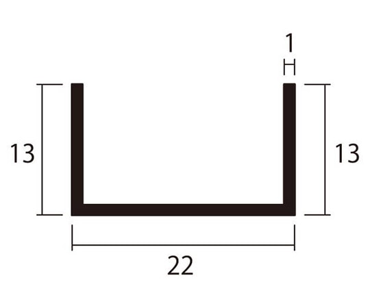 安田 アルミチャンネル 2m 1.0×22×13mm シルバー 2本組 1組 (ご注文単位1組) 【直送品】
