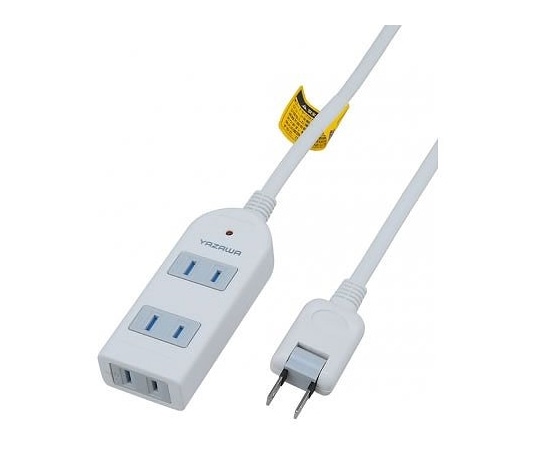 ヤザワコーポレーション 雷サージ付延長コード・タップ 3個口 2m 白Y02KS302WH 1個 (ご注文単位1個) 【直送品】