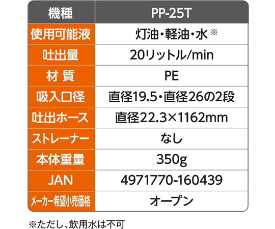 工進 手動樹脂製ドラムポンプPP-25T AAJ 1本 (ご注文単位1本) 【直送品】