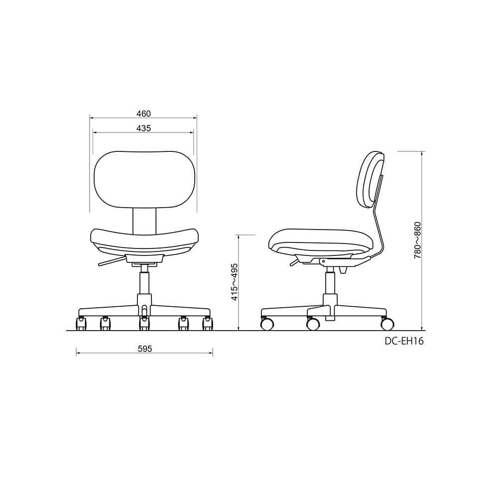 ノーリツイス 導電チェア 背付き 導電 ウレタン巻双輪キャスター (EH型) ブラックDC-EH16B 1個 (ご注文単位1個) 【直送品】