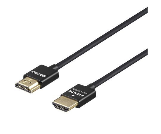 BUFFALO イーサネット対応 HIGH SPEED HDMIケーブル スリムタイプ 1.0m ブラックBSHD3S10BK 1個 (ご注文単位1個) 【直送品】