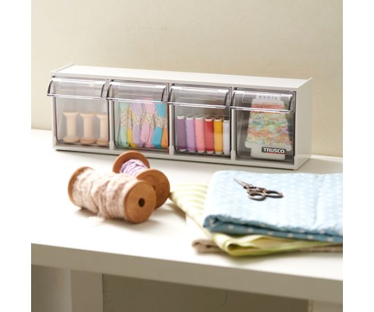 アズワン クリアポケットボックス 引出4個CPB-4 1個 (ご注文単位1個) 【直送品】