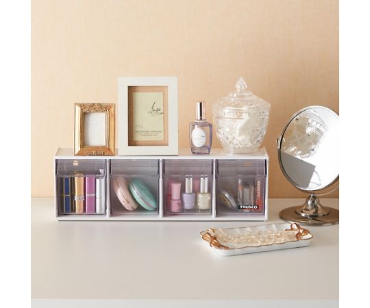 アズワン クリアポケットボックス 引出4個CPB-4 1個 (ご注文単位1個) 【直送品】