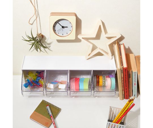 アズワン クリアポケットボックス 引出4個CPB-4 1個 (ご注文単位1個) 【直送品】