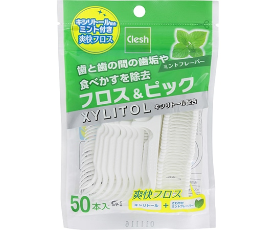 UFCサプライ Clesh キシリトール フロス&ピック ミント 50本 1個 (ご注文単位1個) 【直送品】