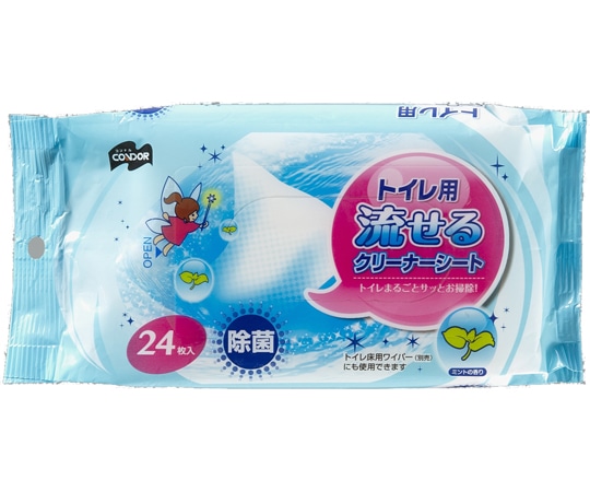 山崎産業 (コンドル) コンドル トイレ用流せるクリーナーシート 24枚入 1袋 (ご注文単位1袋) 【直送品】