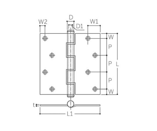 アズワン 102x102mm 義星丁番 (SUS304/ヘアライン) EA951HC-3 1個 (ご注文単位1個) 【直送品】