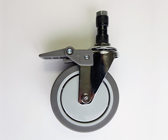 アズワン キャスター ゴム止め式 23mm用 グレー φ100mmストッパー付100USKBR22 1個 (ご注文単位1個) 【直送品】