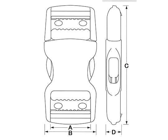 エスコ 25mm バックル (サイドリリース/プラスチック製) EA628RA-25 1個 (ご注文単位1個) 【直送品】