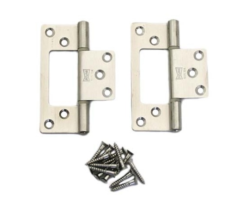 ハイロジック フラッシュ蝶番 76mm ステンレスヘアーライン 1セット (2個入) 17477 1セット (ご注文単位1セット) 【直送品】