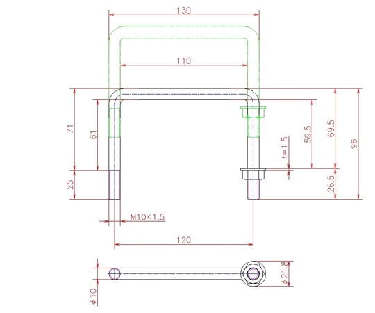 ジョー・プリンス竹下 ステンレス丸棒取手 (落込タイプ) φ10H-135-SUS-2 1個 (ご注文単位1個) 【直送品】