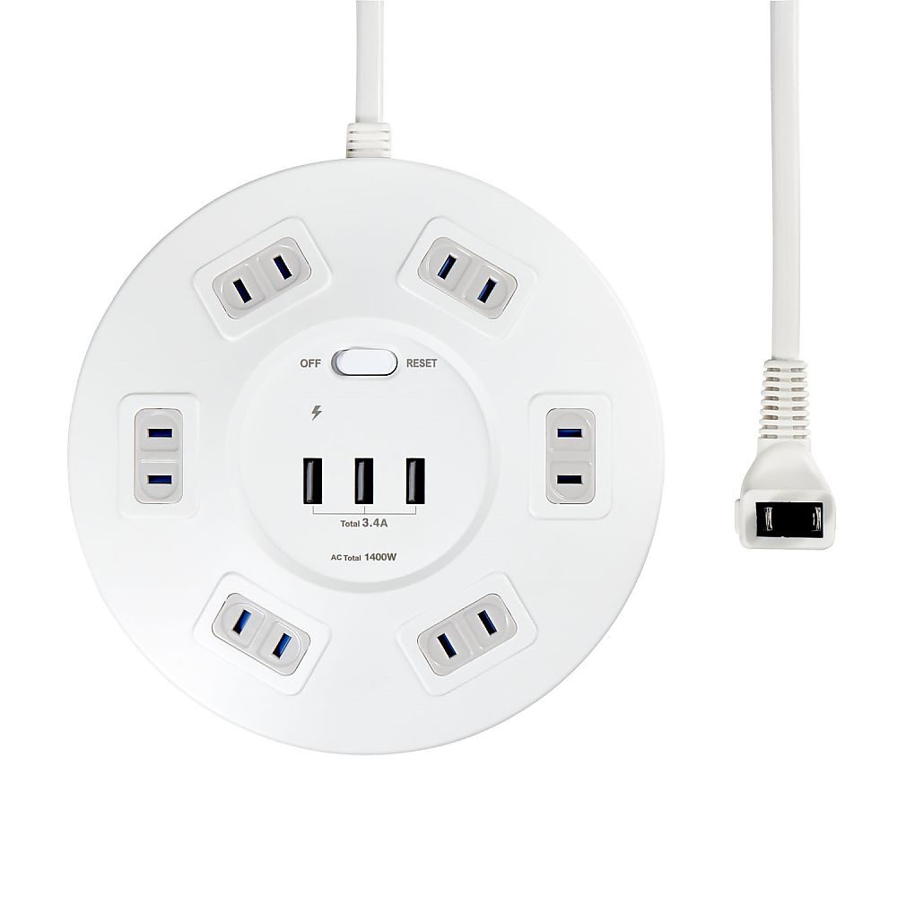 ELPA 丸形USBタップ6PWLS-R6332BUA (W) 1個 (ご注文単位1個) 【直送品】