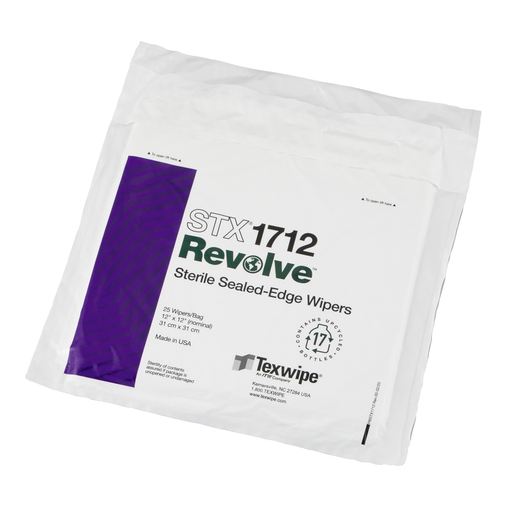 テックスワイプ (Texwipe) 再生ポリエステルワイパー・リボルブ 300×300mm 滅菌済 100枚入STX1712 1袋 (ご注文単位1袋) 【直送品】