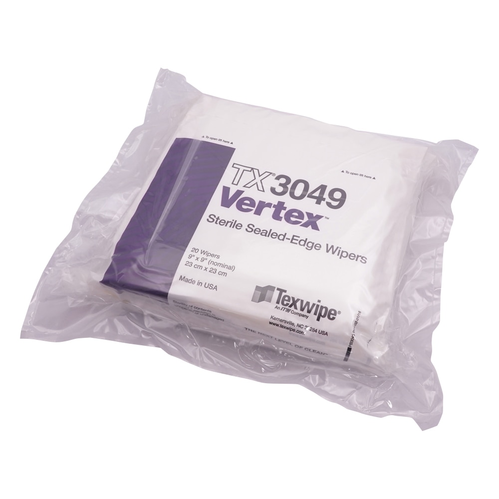テックスワイプ (Texwipe) マイクロワイパー Vertex 230×230mm 1箱 ( (20枚/袋×5袋) ×5袋入) TX3049 1箱 (ご注文単位1箱) 【直送品】