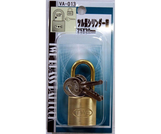 和気産業 ツル長シリンダー錠 25×30mm VA-013 1個(ご注文単位1個)【直送品】