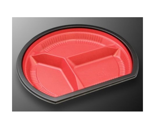 中央化学 弁当容器 CTWF-半月23A-27赤黒-BK身L 600枚 32433 1ケース(ご注文単位1ケース)【直送品】