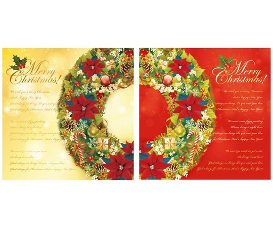 アズワン クリスマスリース テーマポスター 両面 36×36cm 10枚入 38-119-3-1 1個(ご注文単位1個)【直送品】