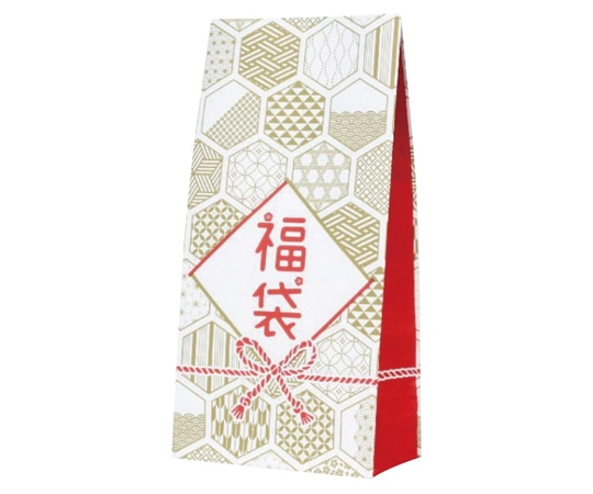 アズワン 福袋 手提げ紙袋 福よせ おしゃれ 角底15.5×9.5×32cm 100枚入 38-151-5-4 1セット(ご注文単位1セット)【直送品】