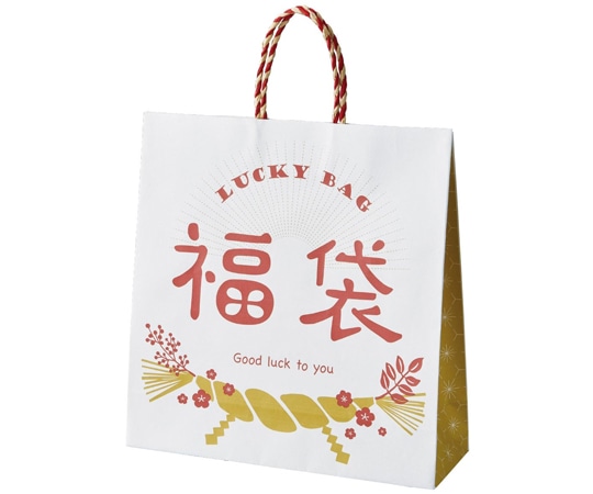 アズワン 福袋手提げ紙袋 しめ飾り おしゃれ 32×11×33cm 50枚入 38-151-6-3 1個(ご注文単位1個)【直送品】